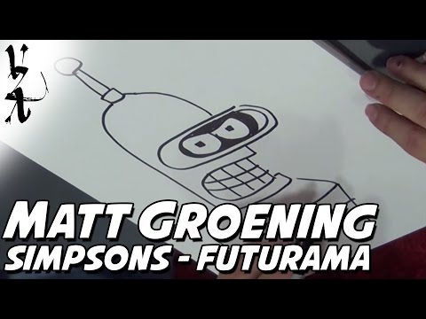 Matt Groening drawing Simpsons and Futurama