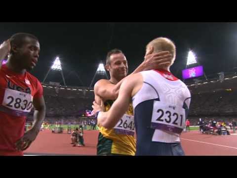 London 2012 Paralympics 100m T44 T43 Final Jonnie Peacock and Oscar Pistorius