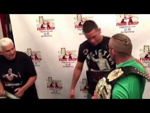 Conner MCGregor gets in Nate Diaz meet and greet.