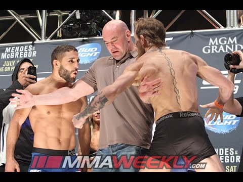 UFC 189 Weigh-In: McGregor and Mendes Explode (Main/Co-Main Event)