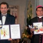 José Ramos-Horta and Carlos Filipe Ximenes Belo with their Peace Prizes