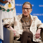 Supreme Court justice Ruth Bader Ginsburg on stage during a talk with Law Dean William Treanor for the Annual Dean's Lecture at Georgetown University Law Center.  February 4, 2015.  Photo by Diego M. Radzinschi/THE NATIONAL LAW JOURNAL.